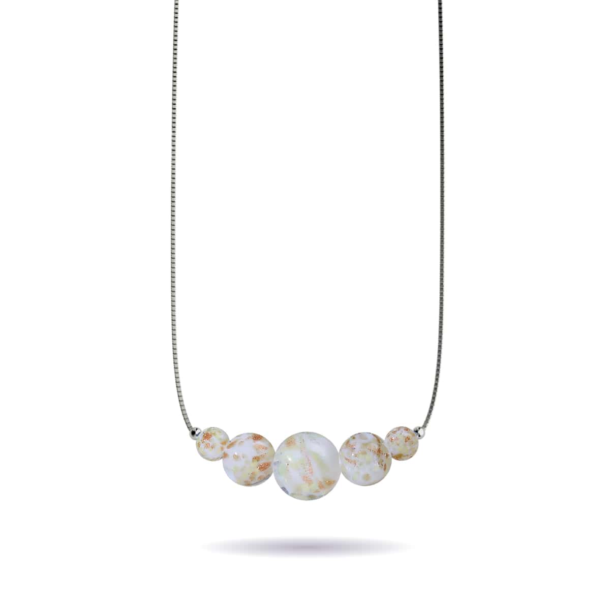Elfenbein | 925er Sterlingsilber | Glühwürmchen-Glas-Halskette mit Unendlichkeitsverschluss